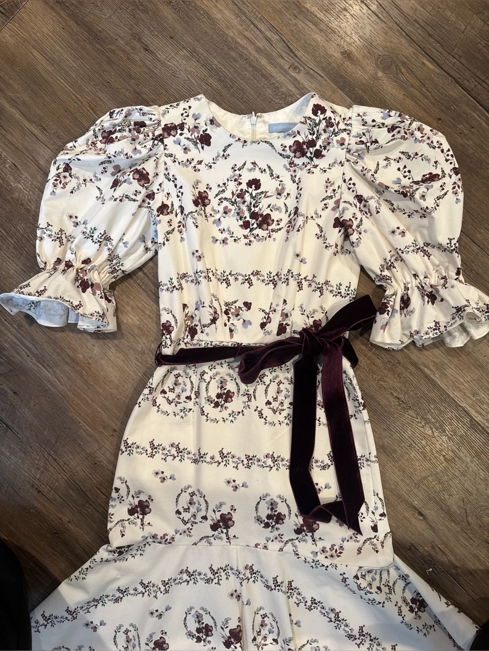 NWOT ANTONIO MELANI x Nicola Bathie Emilia Floral Print Drop Waist Dress Sz 2 - Picture 3 of 9